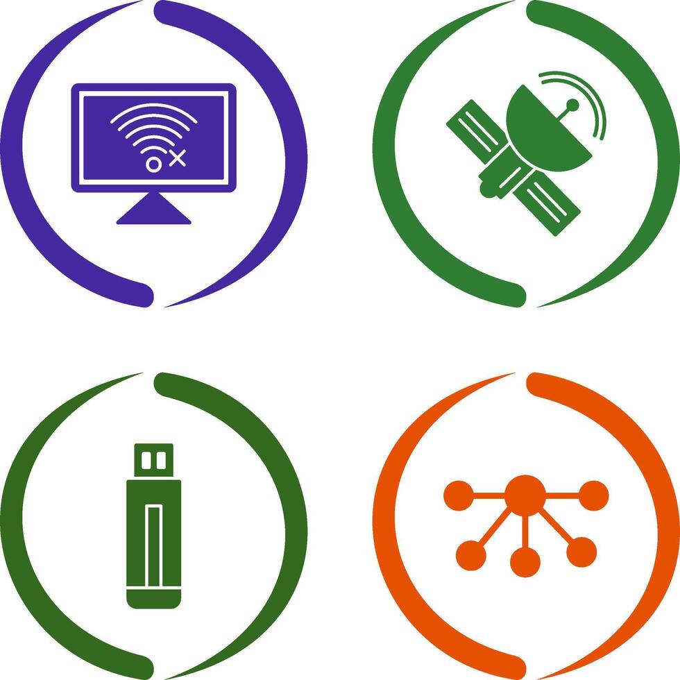 Disconnected Network and Satellite Icon vector