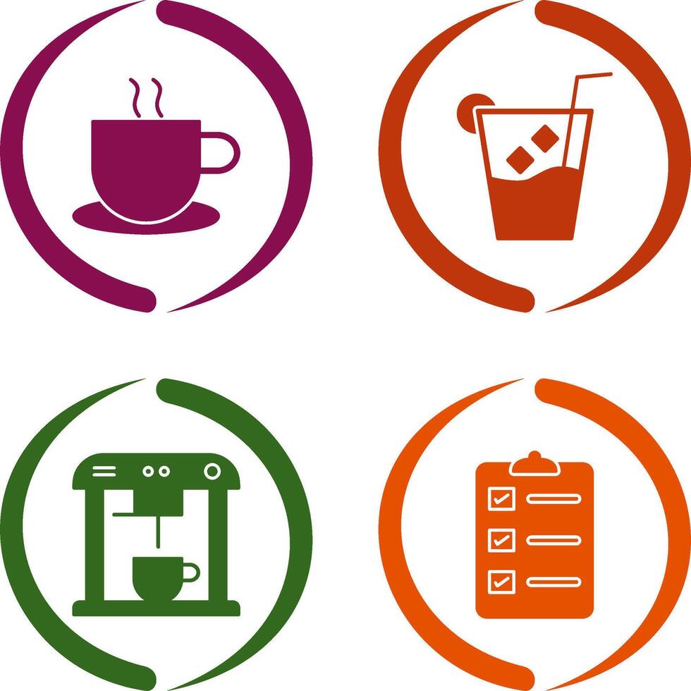 hot coffee and whiskey sour Icon vector