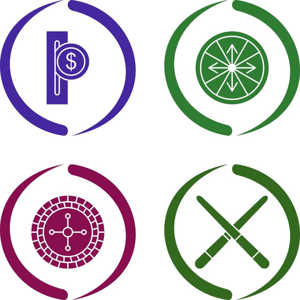 slot for coins and roulette With arrows Icon vector
