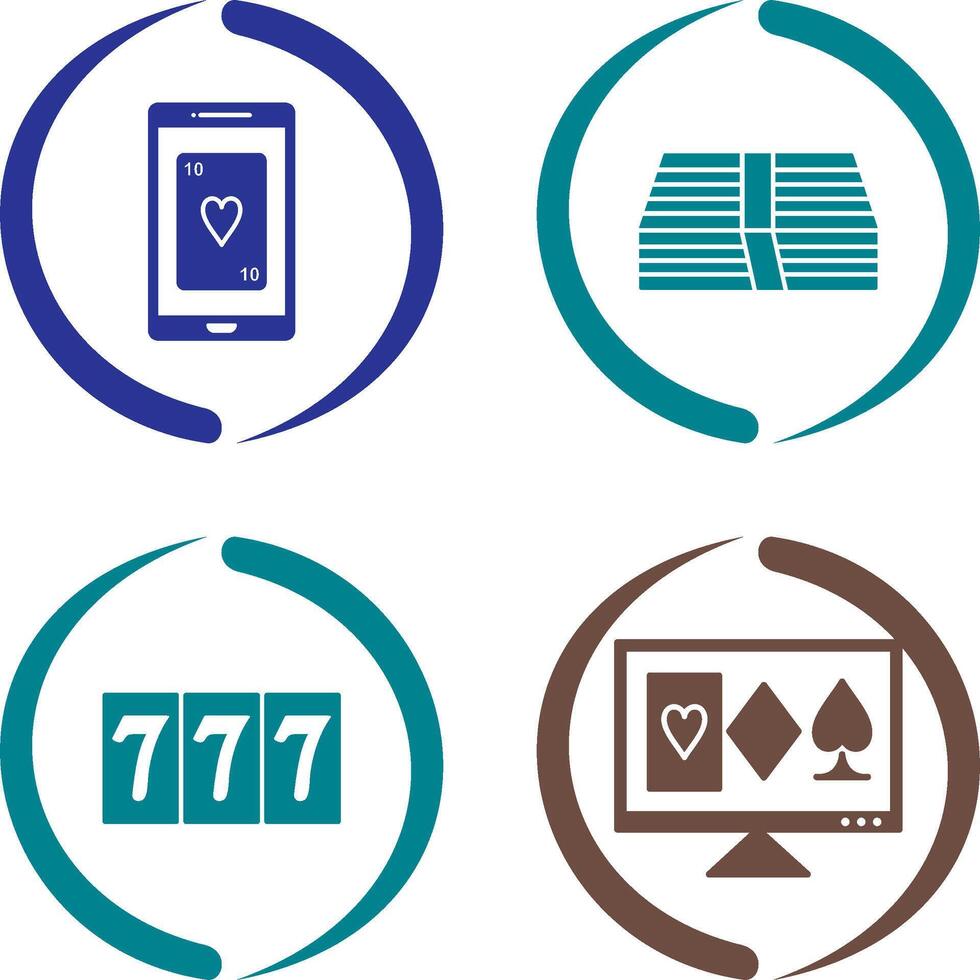 phone gambling and pack of bills Icon vector