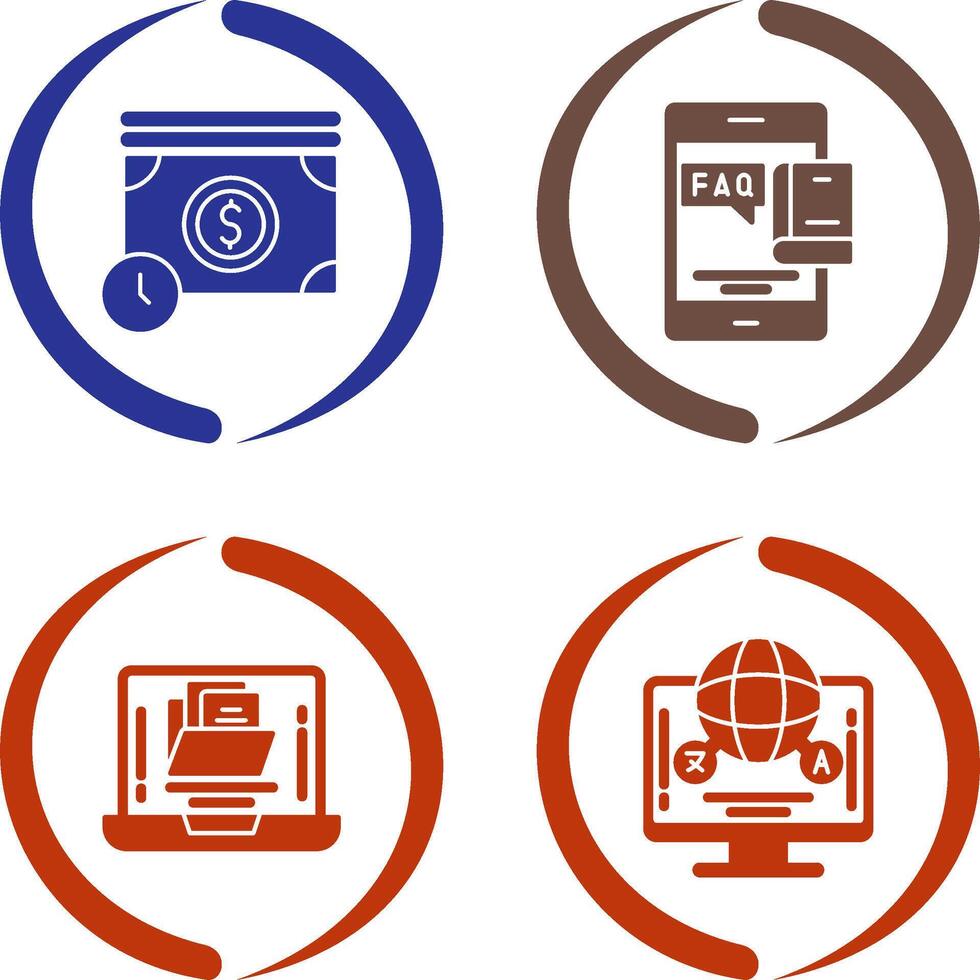 Time is Mony and Faq Icon vector