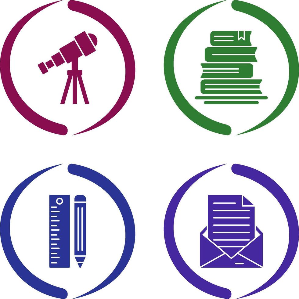 Telescope and BooksSnack and Money Icon vector