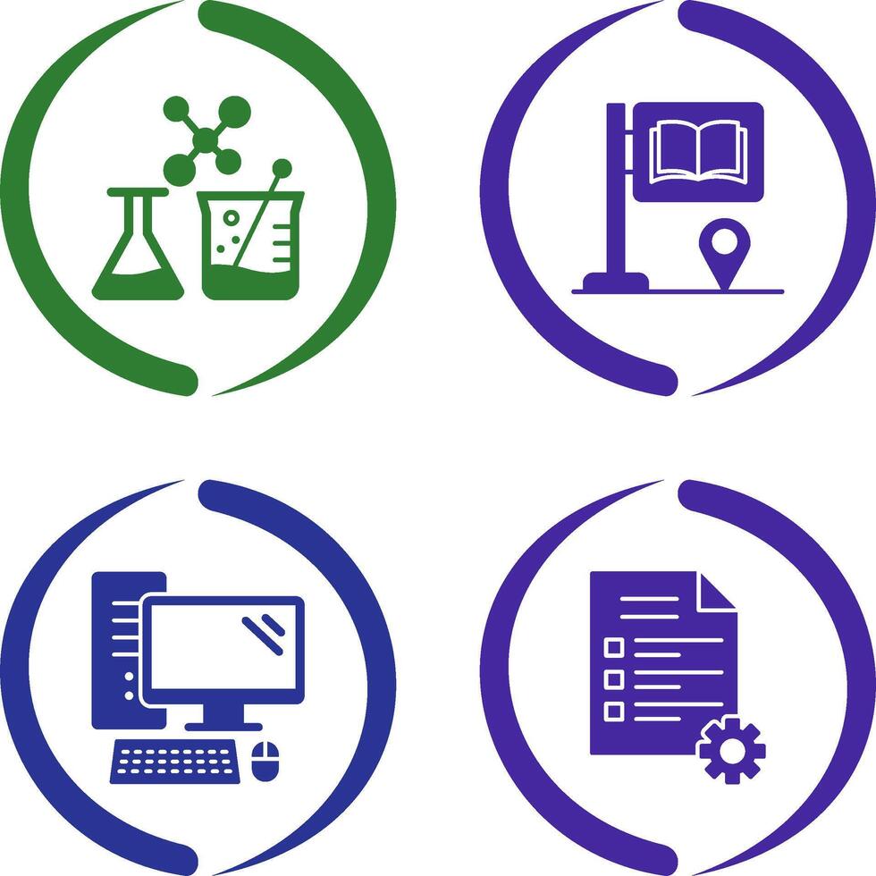 Sign Board and Chemistry Icon vector
