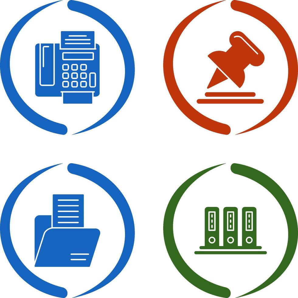 Fax Machine and Pin Icon vector