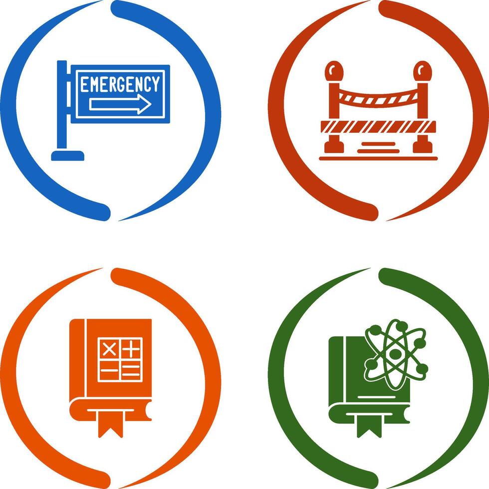 Emergency Sign and Do Not Cross Line, Icon vector