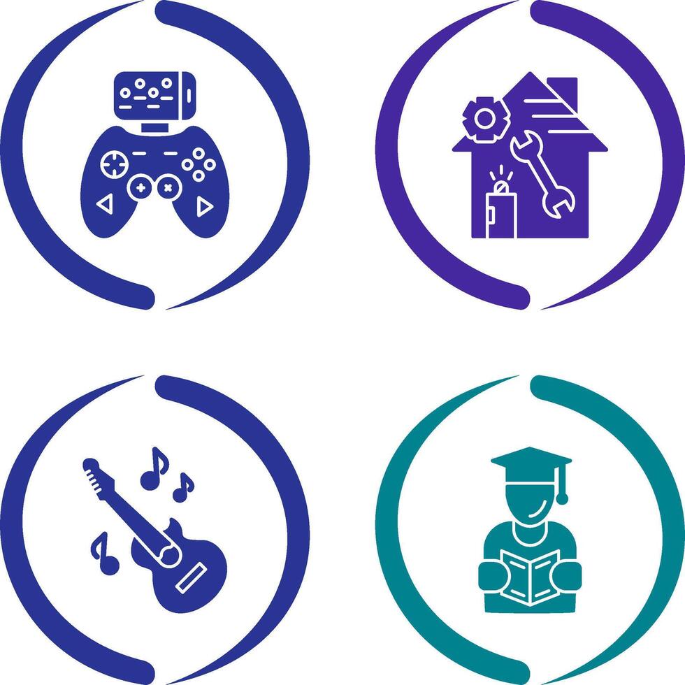 Game Controller and home repair Icon vector