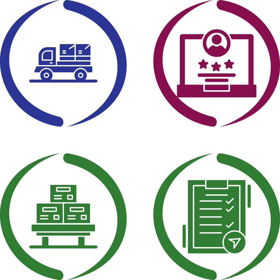 delivery truck and rating Icon vector