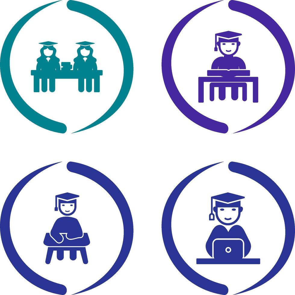Combined Study and Studying on Desk Icon vector