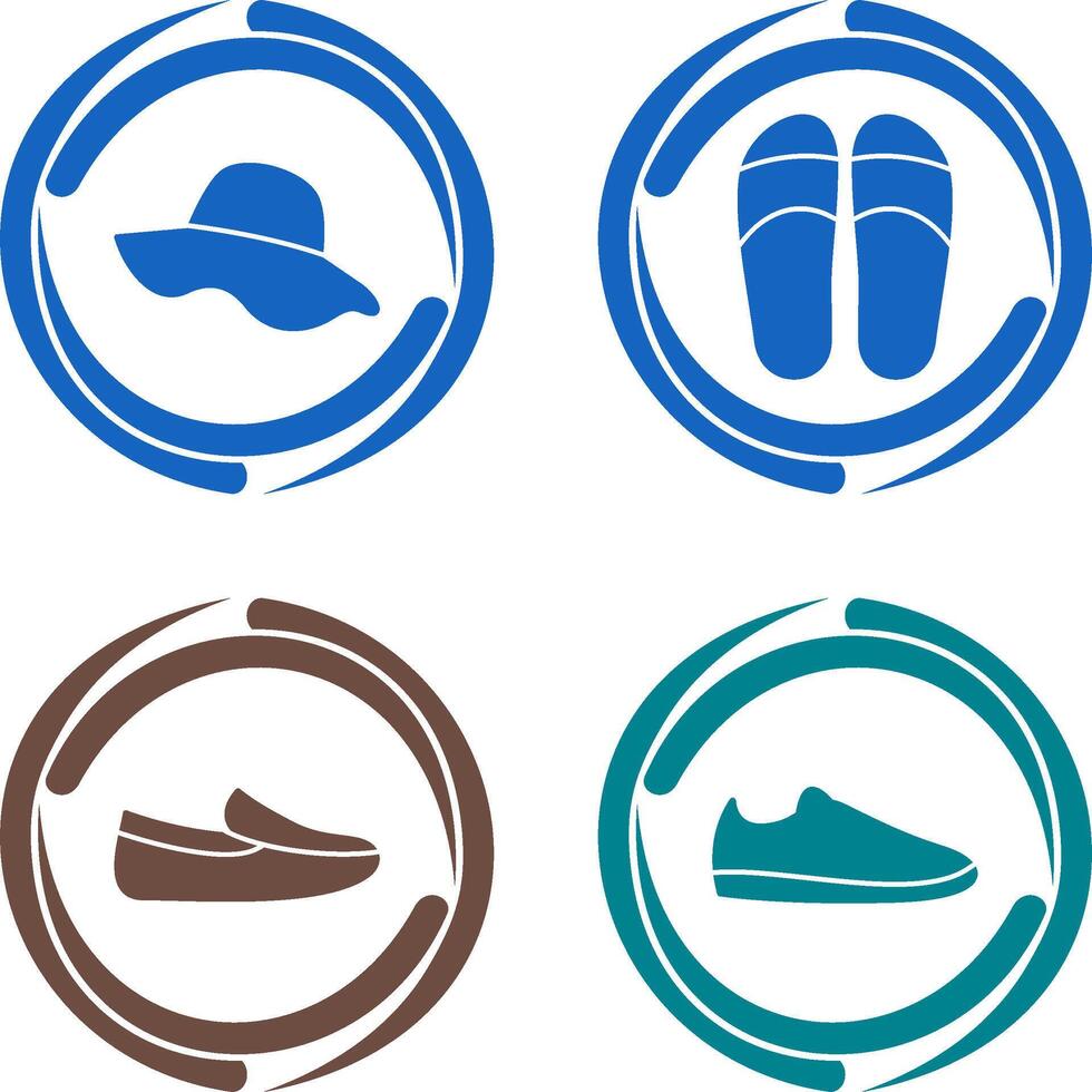 sombrero y zapatillas icono vector