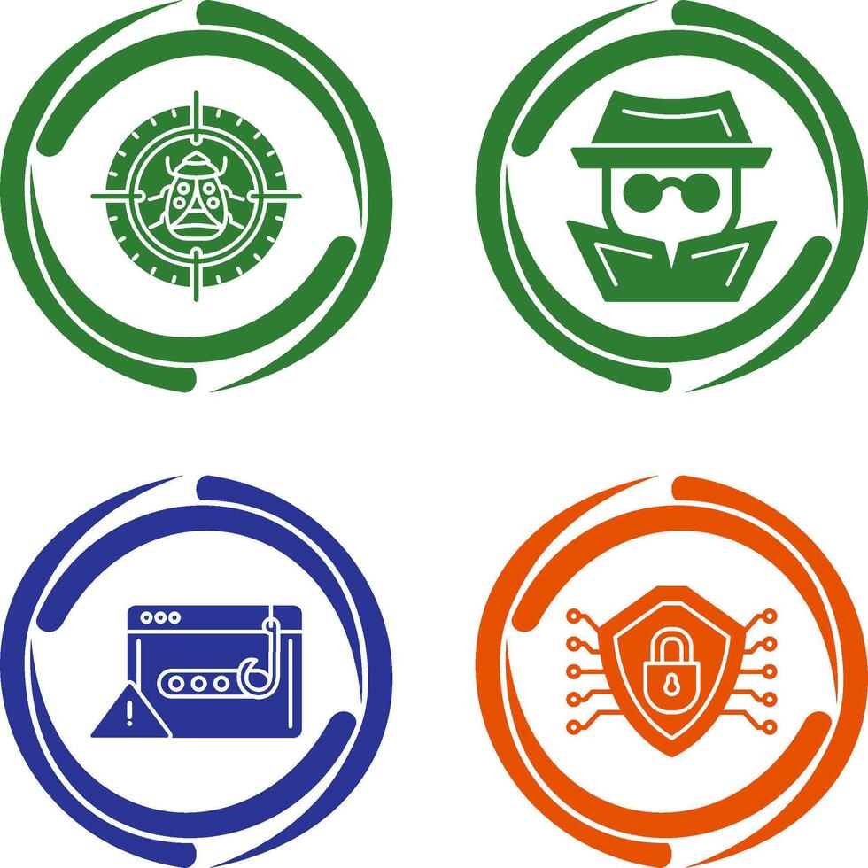Bug Target and Hacker Icon vector