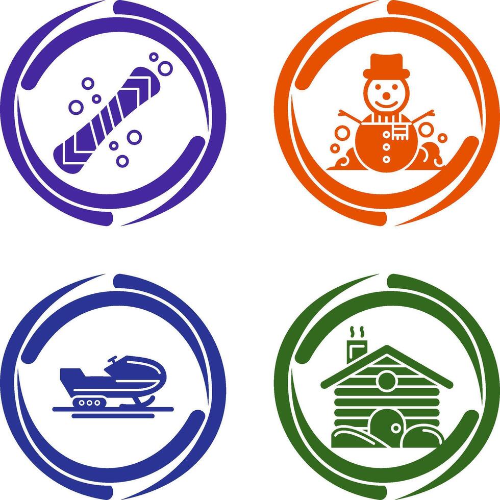 Snowboard and Snowman Icon vector