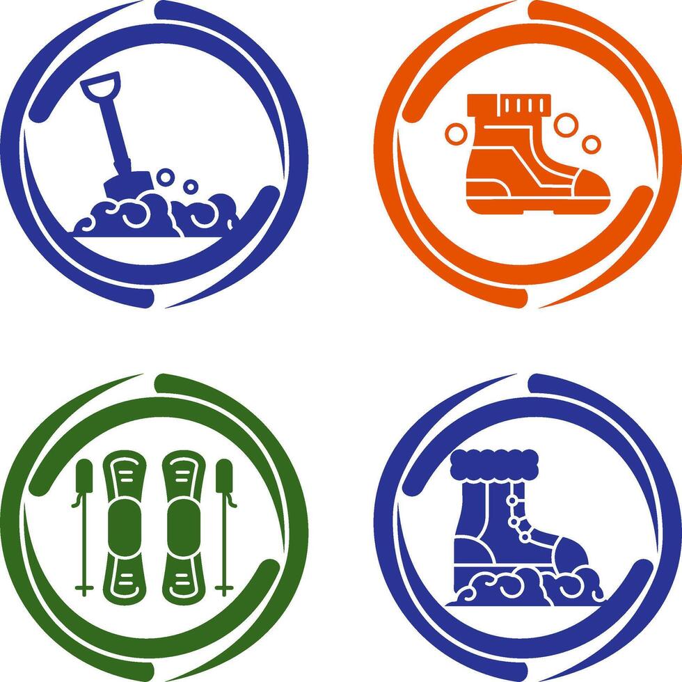 Shovel and Ski Boots Icon vector