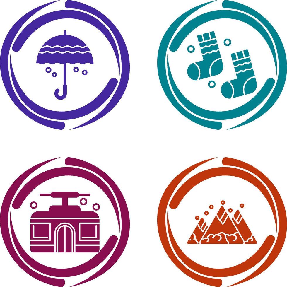 Umbrella and Winter Socks Icon vector