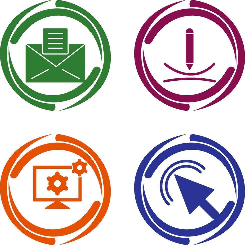 email documents and draw curve Icon vector