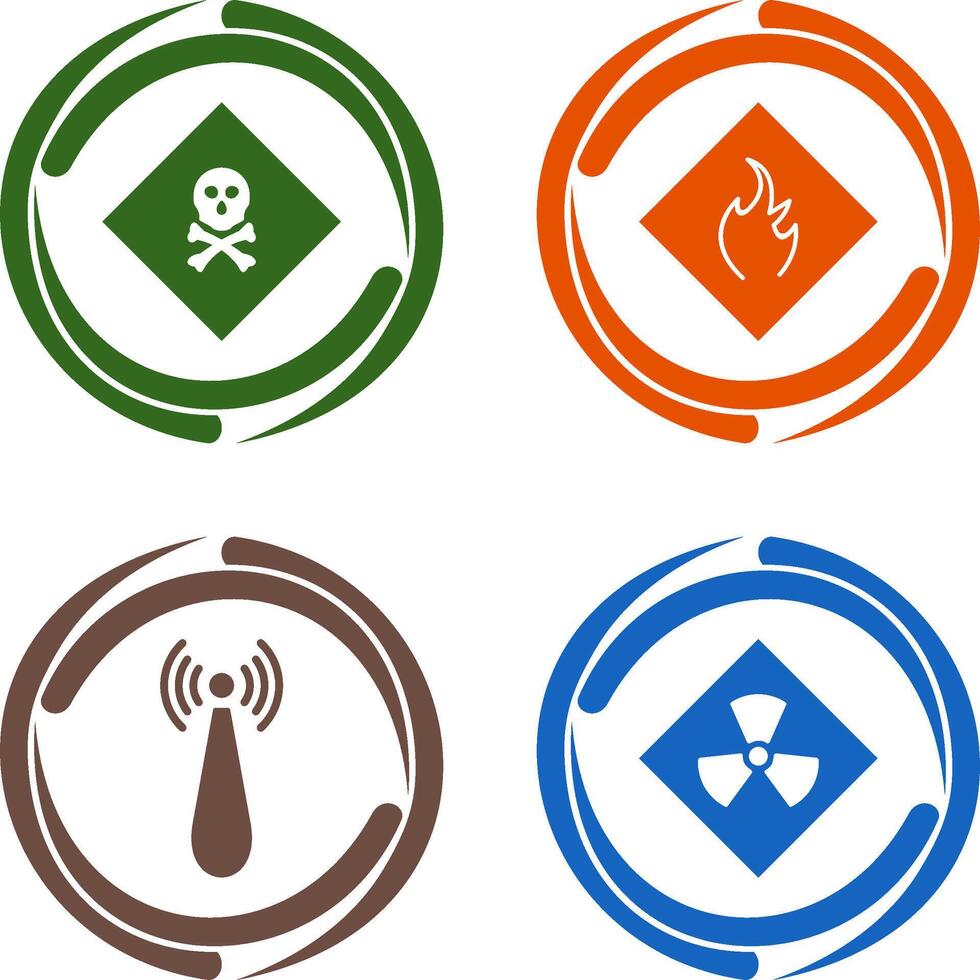 poisonous gas and Danger of flame Icon vector