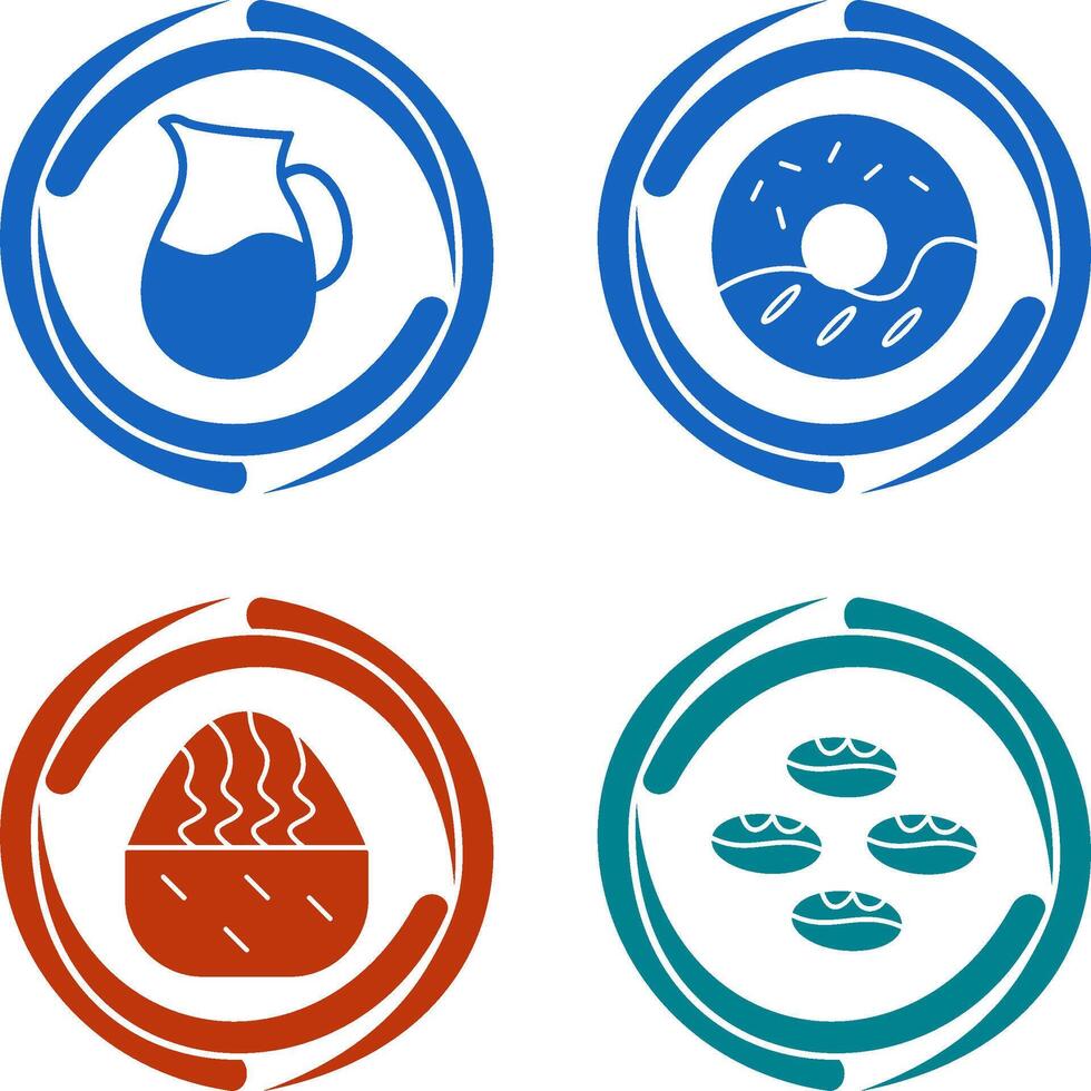 milk jug and cream doughnut Icon vector