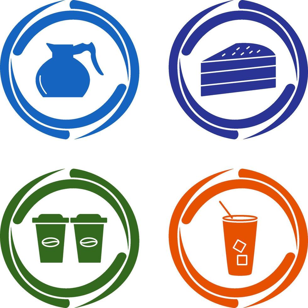 cake slice and coffee pot Icon vector