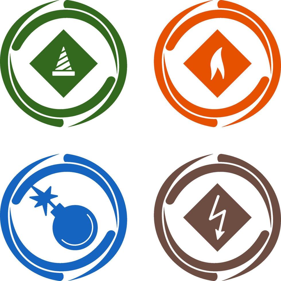 under construction and flammable material Icon vector