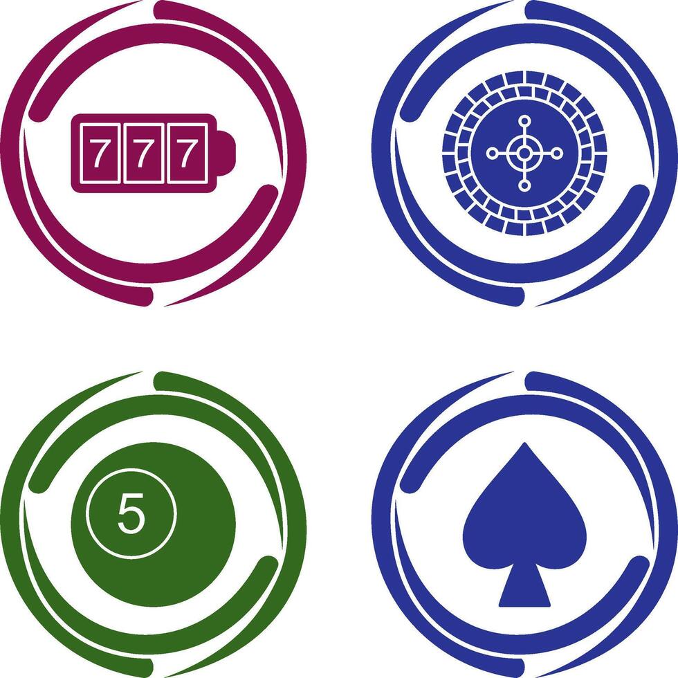 slot machine with sevens and roulette Icon vector