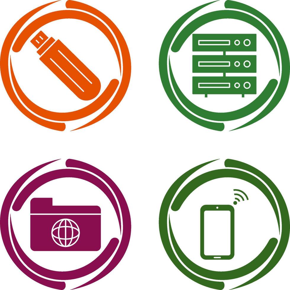 usb drive and server Icon vector