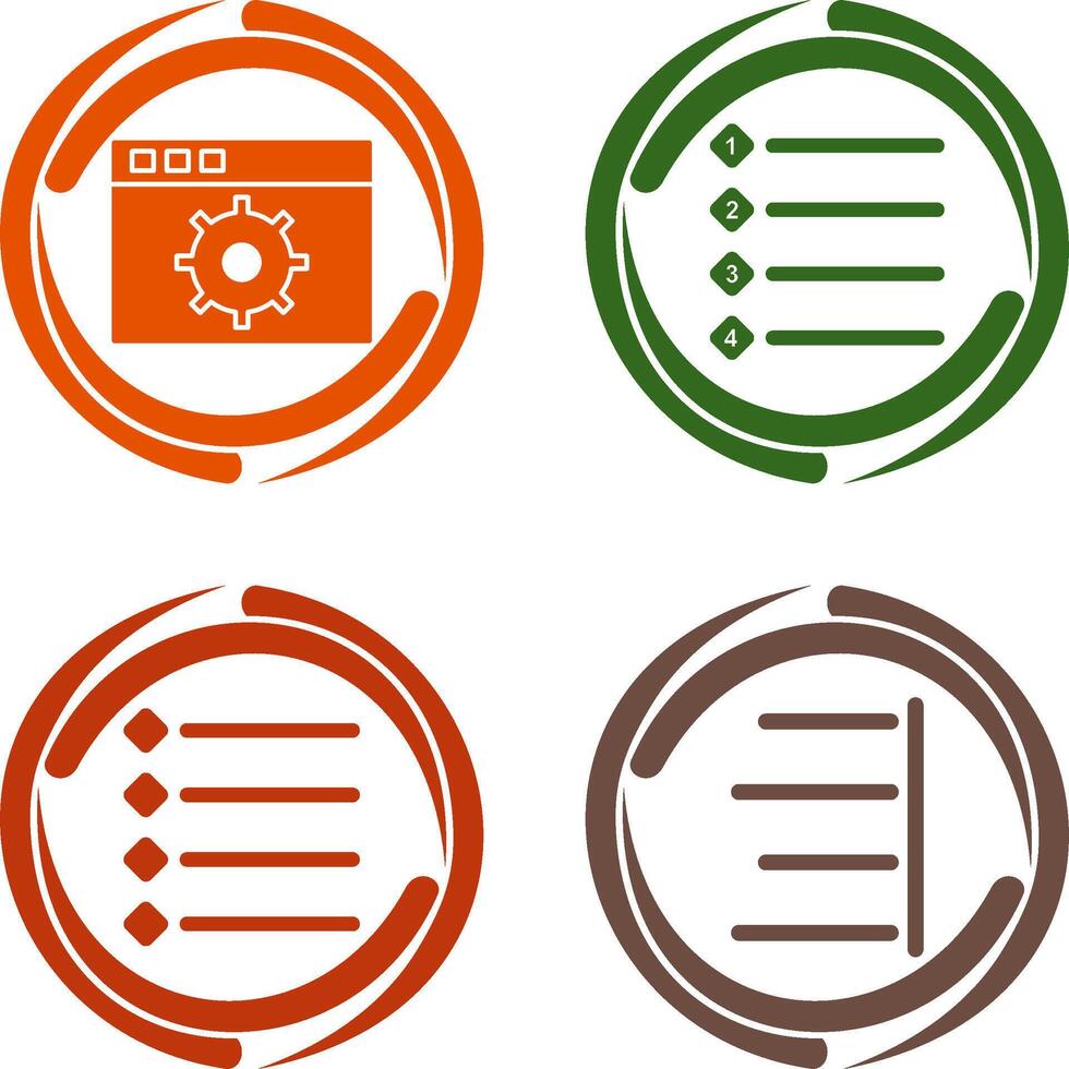 settings and numbered lists Icon vector