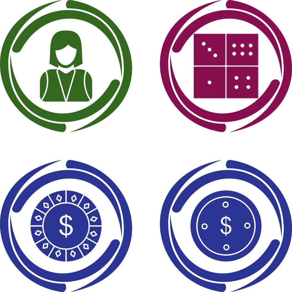 elegant lady and domino game Icon vector