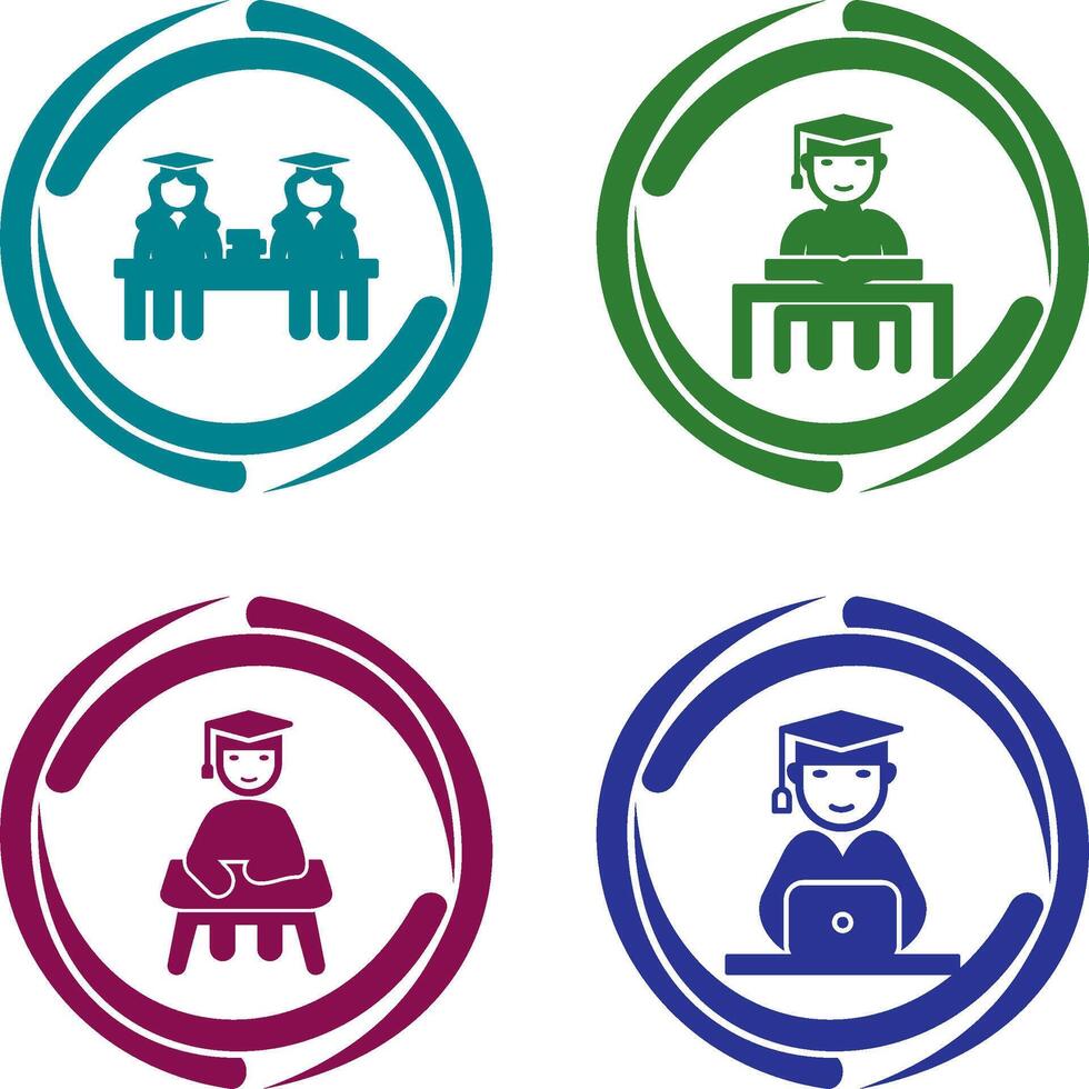 Combined Study and Studying on Desk Icon vector