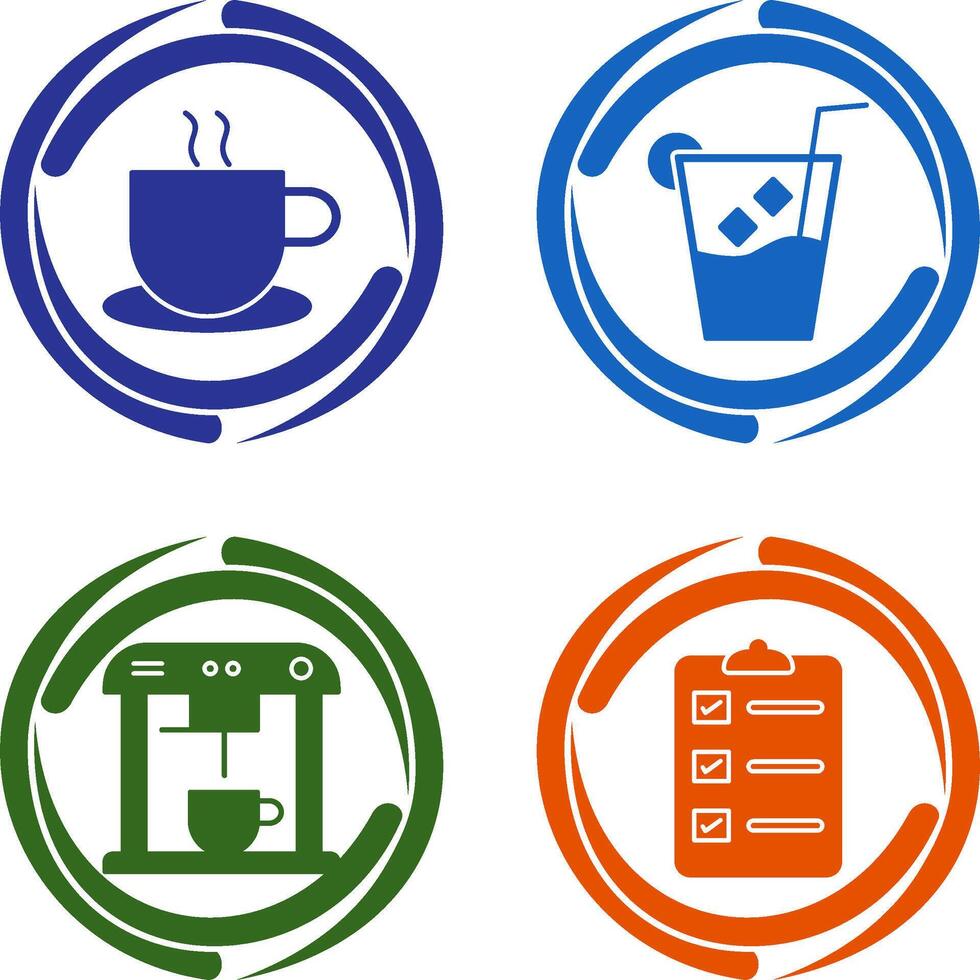 hot coffee and whiskey sour Icon vector