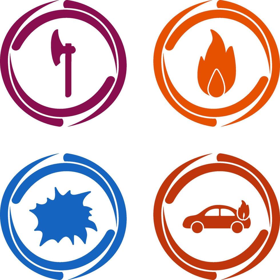 axe and fire Icon vector