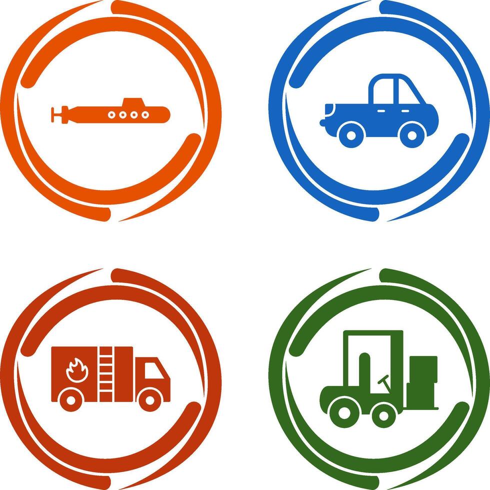 Submarine and Pickup Icon vector