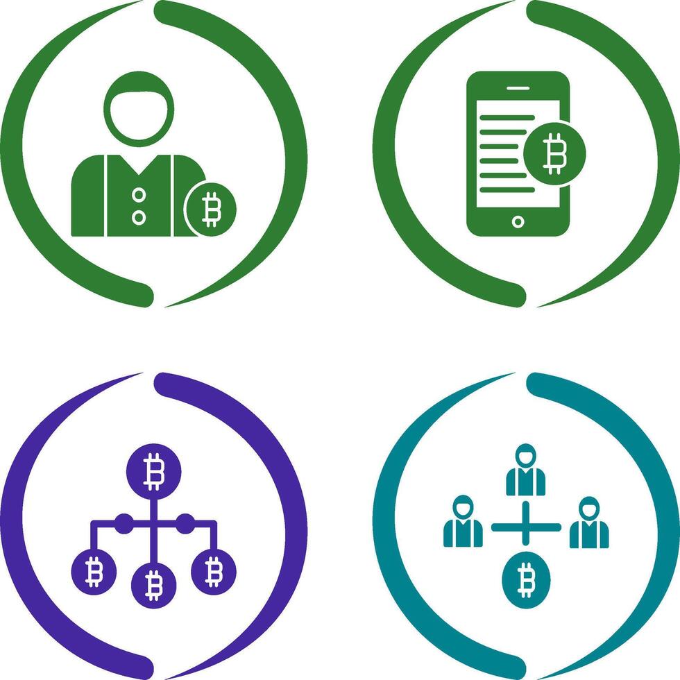 User and Bitcoin Mobile Icon vector