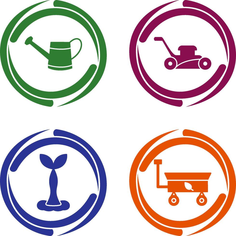 Watering tool and Lawn Mower Icon vector