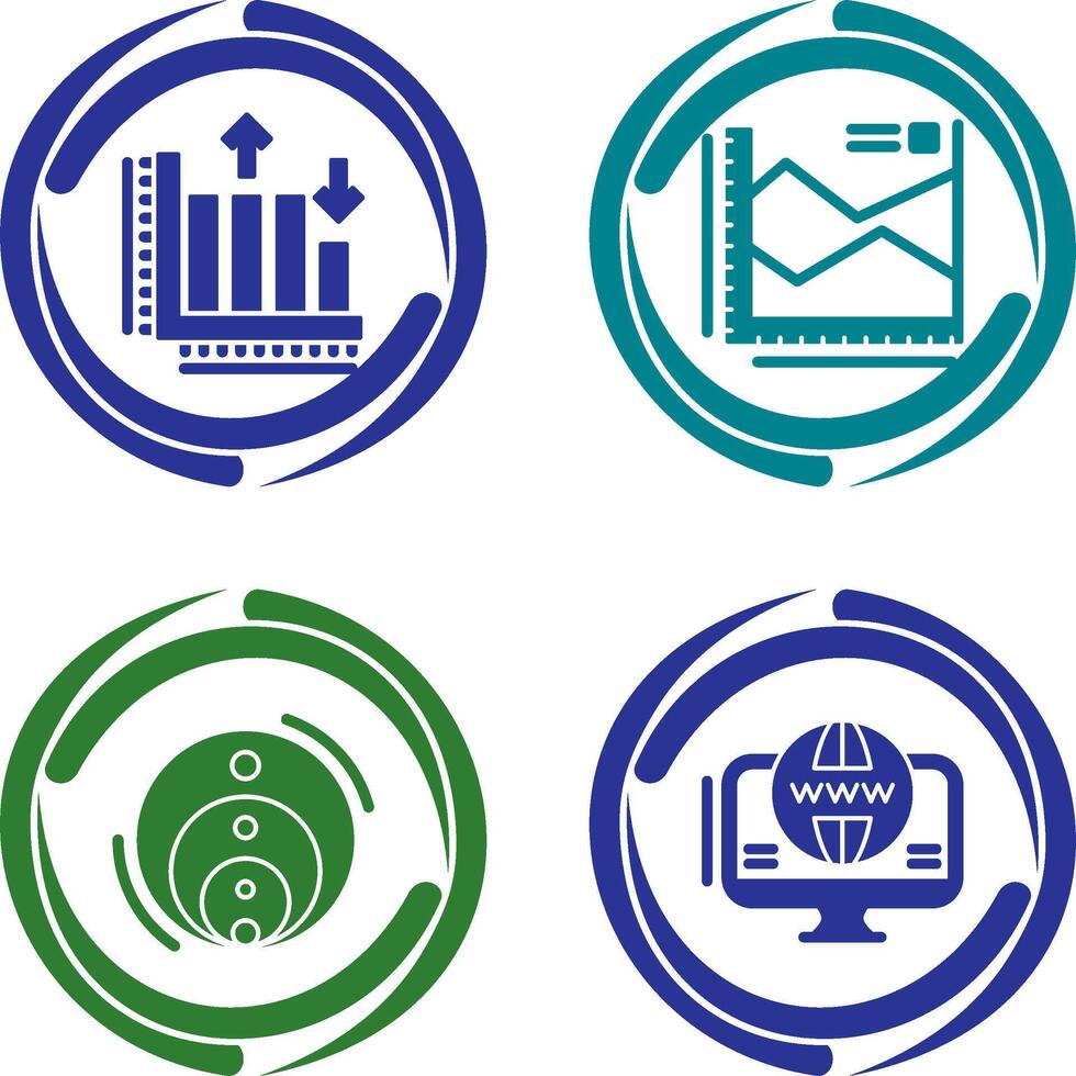 Spline Chart and Bar Graph Icon vector