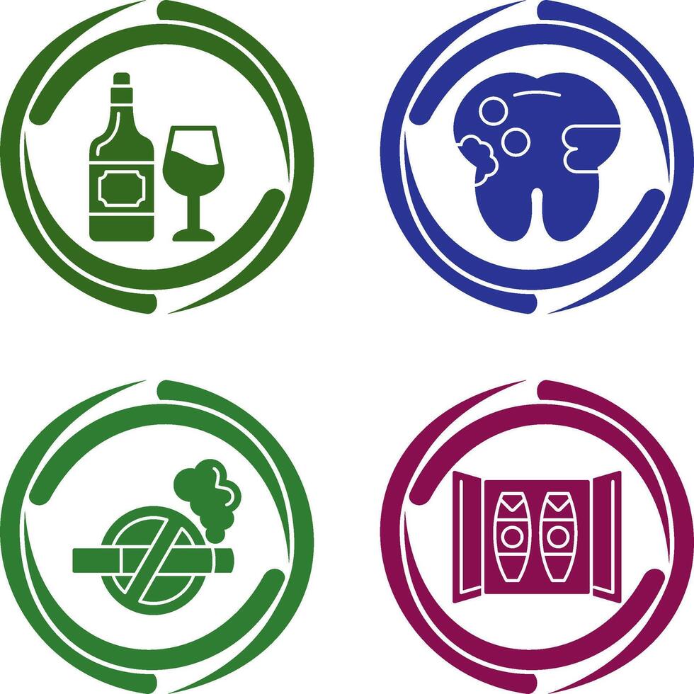 vino y caries icono vector