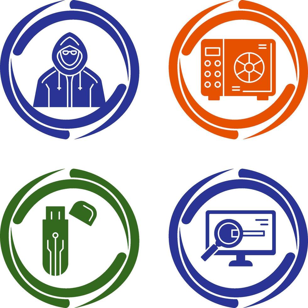 Safe Box and Hacker Icon vector