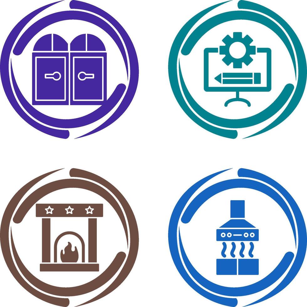 Door and Blueprint Icon vector