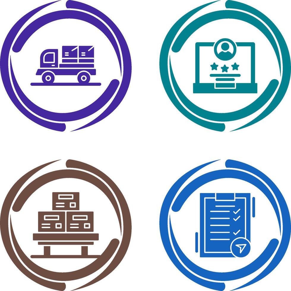 delivery truck and rating Icon vector