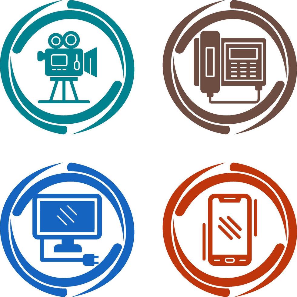 Movie camera and Telephone Icon vector