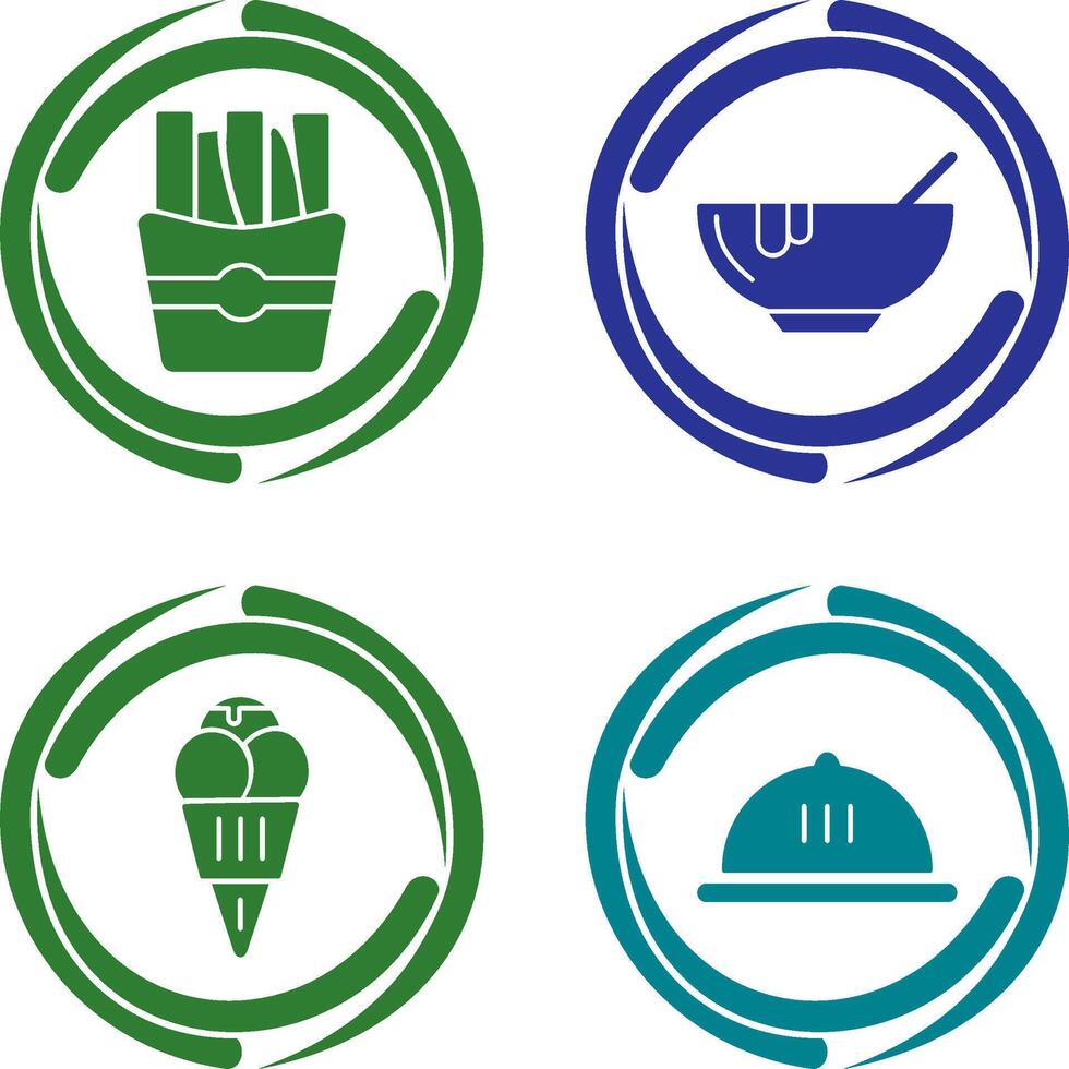 Soup and Fries Icon vector