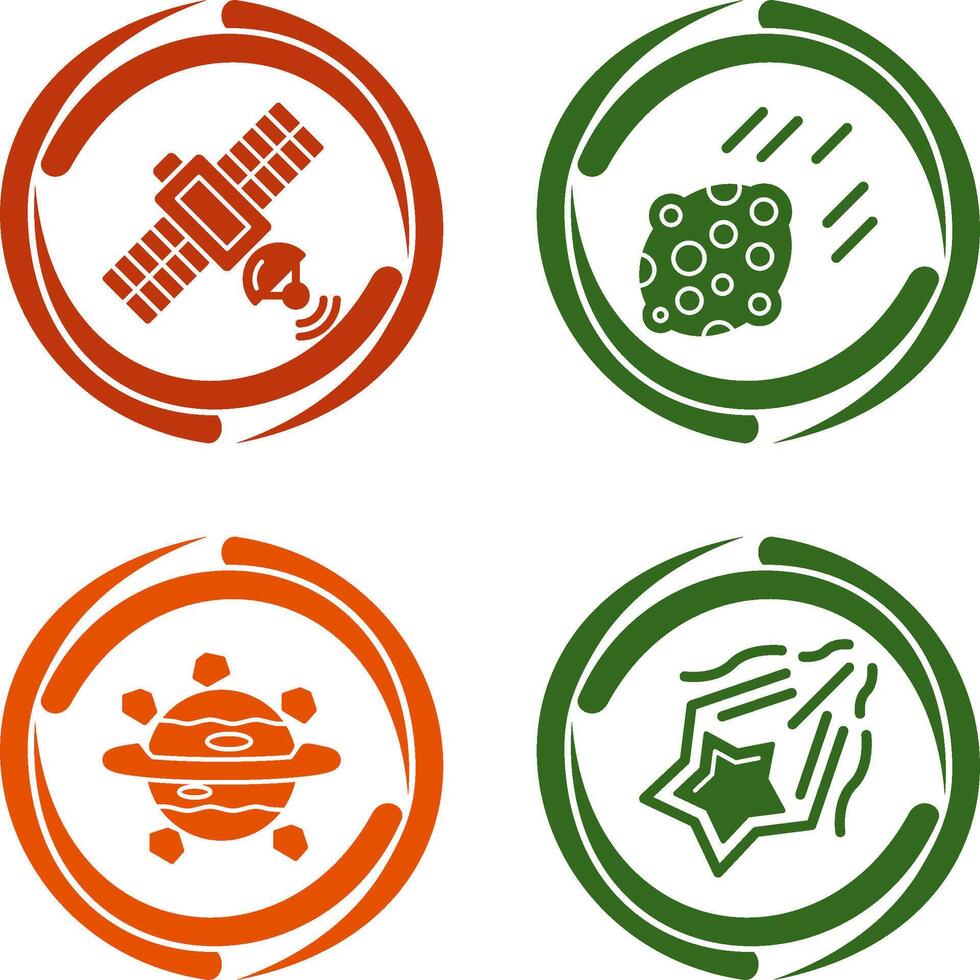 satelite and asteroid Icon vector