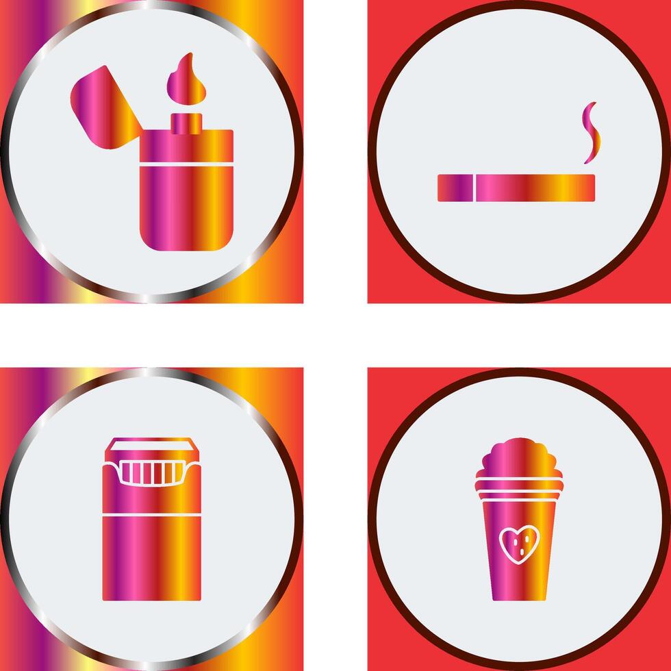 lighter and lit cigarette Icon vector
