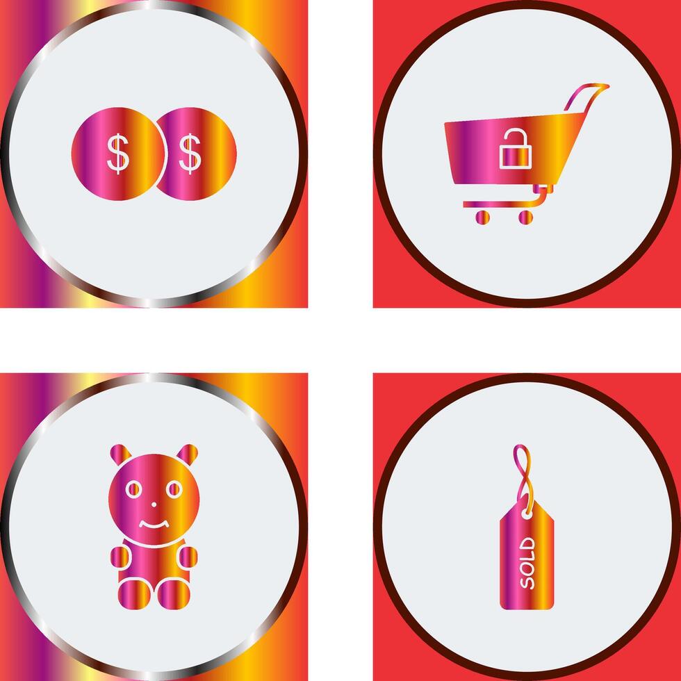coins and unlock cart Icon vector