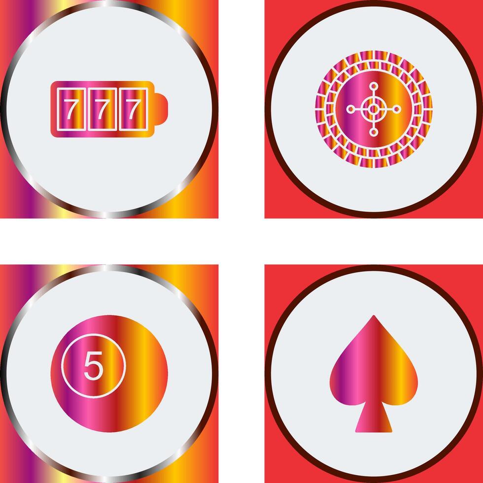 slot machine with sevens and roulette Icon vector