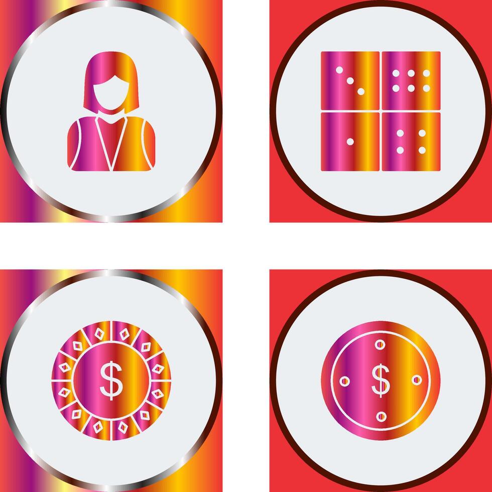 elegant lady and domino game Icon vector