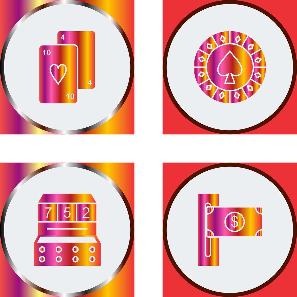 playing cards and spade chips Icon vector