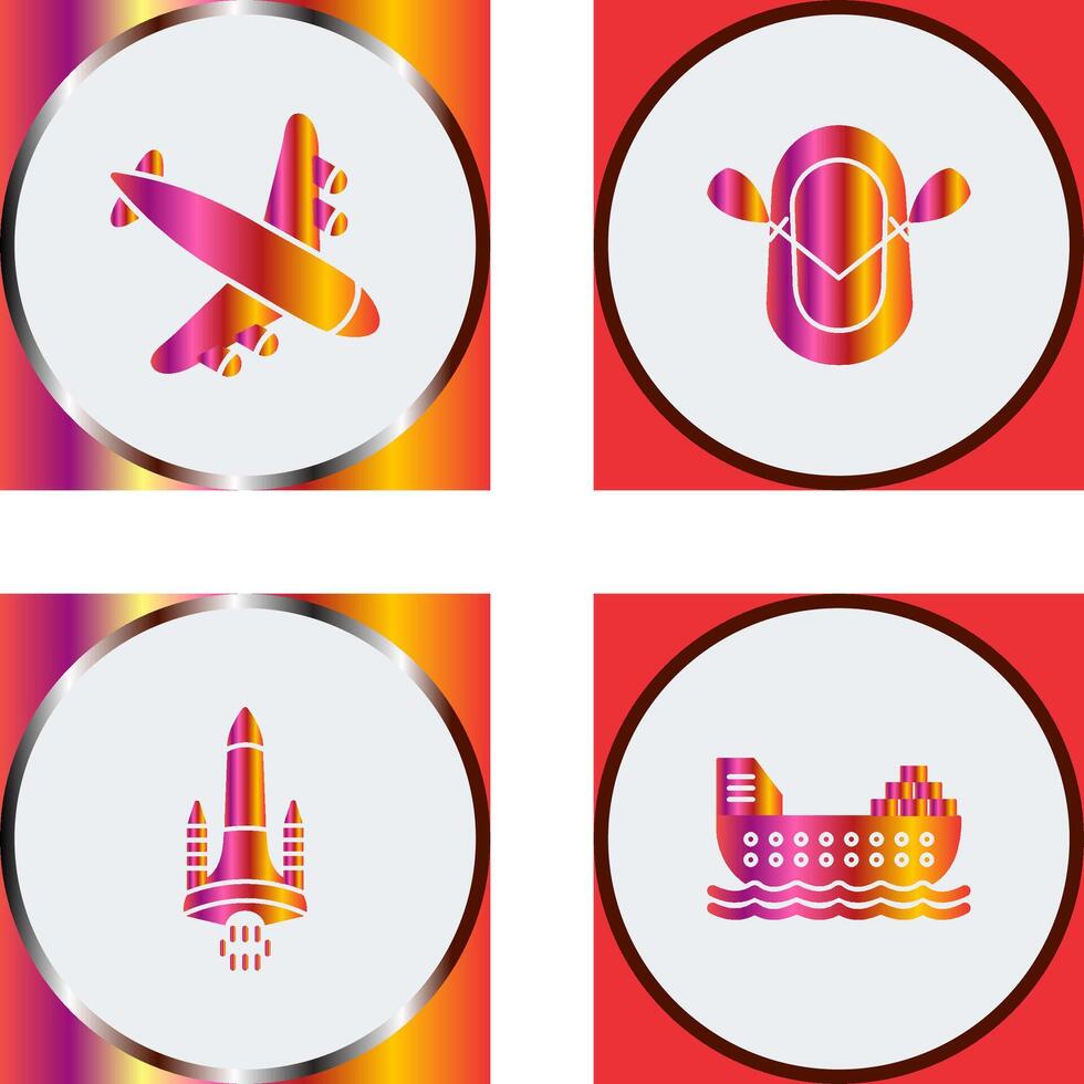 Landing Airplane and Dinghy Icon vector