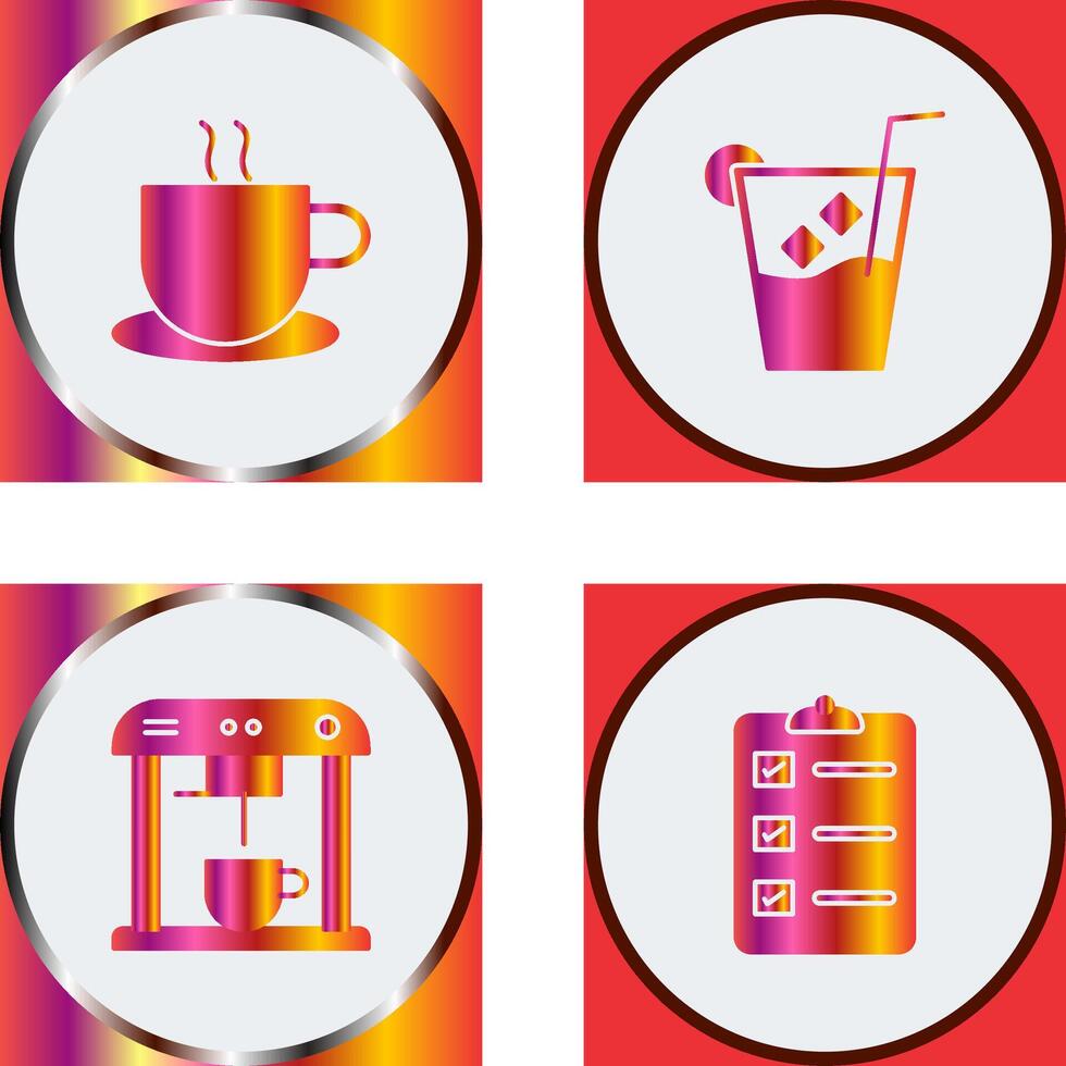 hot coffee and whiskey sour Icon vector