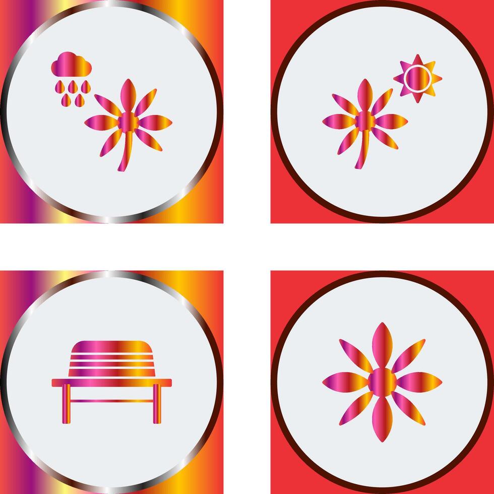 Flower with rain and Flower Icon vector