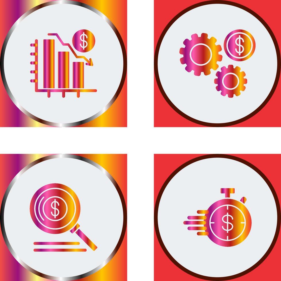 Chart Down and Settings Icon vector