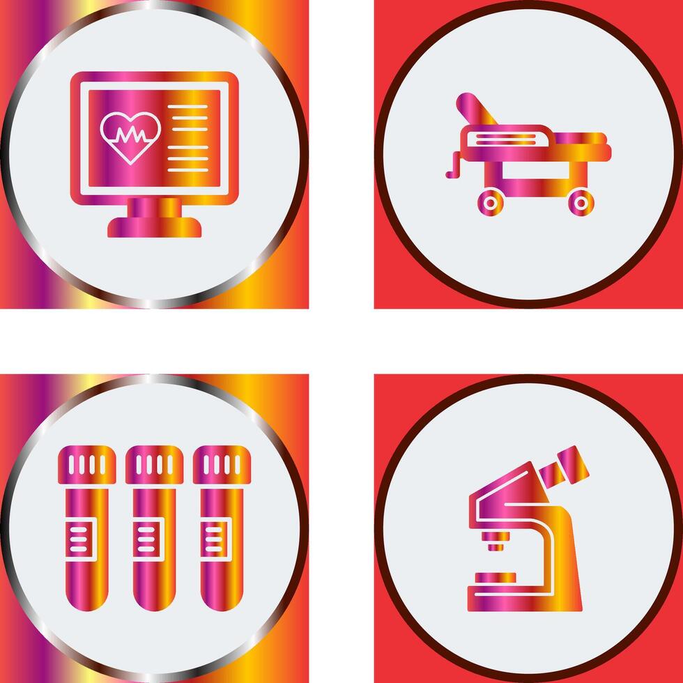 Cardiogram and Hospital Bed Icon vector